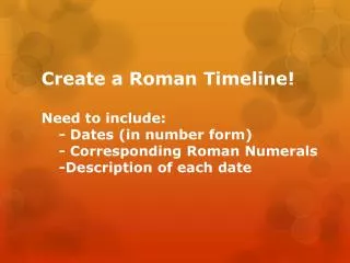 Create a Roman Timeline! Provide Roman Numerals