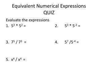 Equivalent Numerical Expressions QUIZ