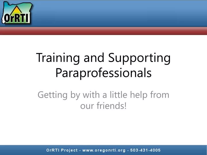 training and supporting paraprofessionals