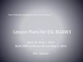 Lesson Plans for ESL 8Q4W3 .