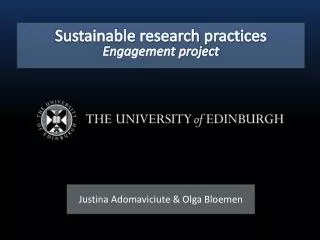 Sustainable research practices Engagement project