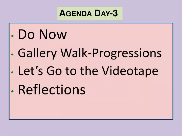 agenda day 3