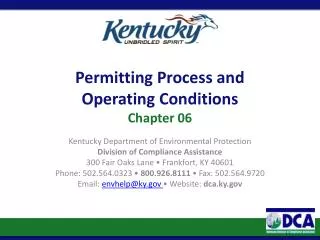 Permitting Process and Operating Conditions Chapter 06