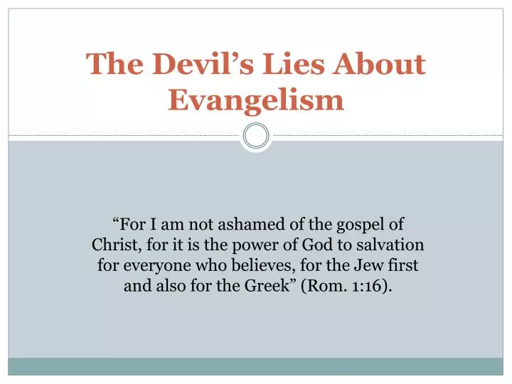 the devil s lies about evangelism