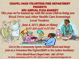 Chapel Oaks Volunteer Fire Department Presents 2nd Annual Flea Market