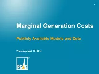 Marginal Generation Costs
