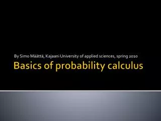 Basics of probability calculus