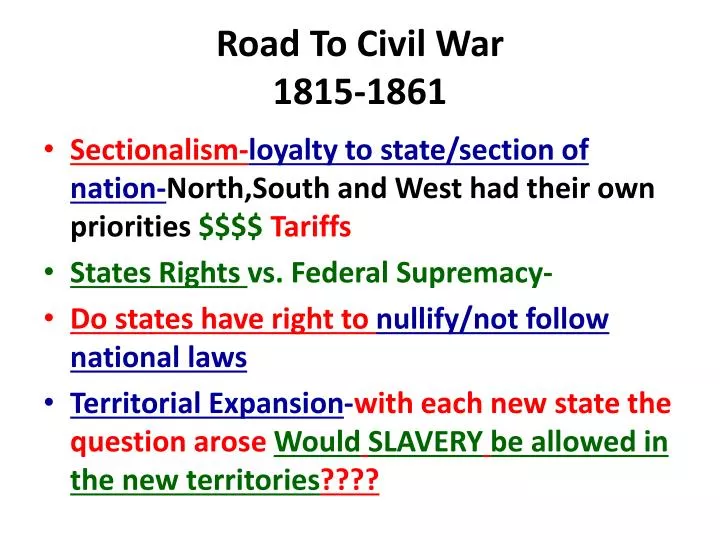 road to civil war 1815 1861