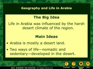 Geography and Life in Arabia