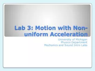 Lab 3: Motion with Non-uniform Acceleration