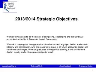 2013/2014 Strategic Objectives