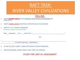 RAFT TASK: RIVER VALLEY CIVILIZATIONS