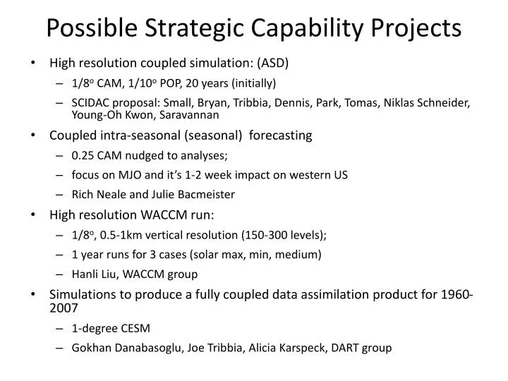 possible strategic capability projects