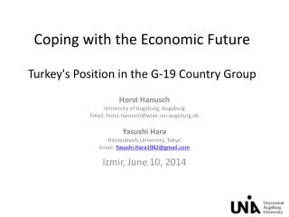 Coping with the Economic Future Turkey's Position in the G-19 Country Group