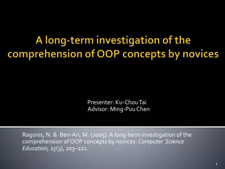 a long term investigation of the comprehension of oop concepts by novices