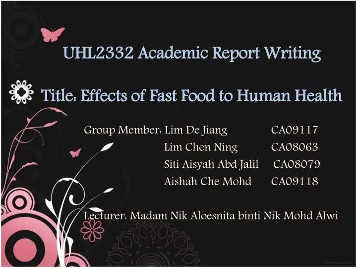 uhl2332 academic report writing title effects of fast food to human health