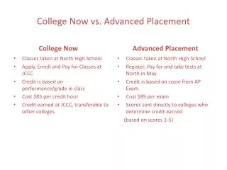College Now vs. Advanced Placement