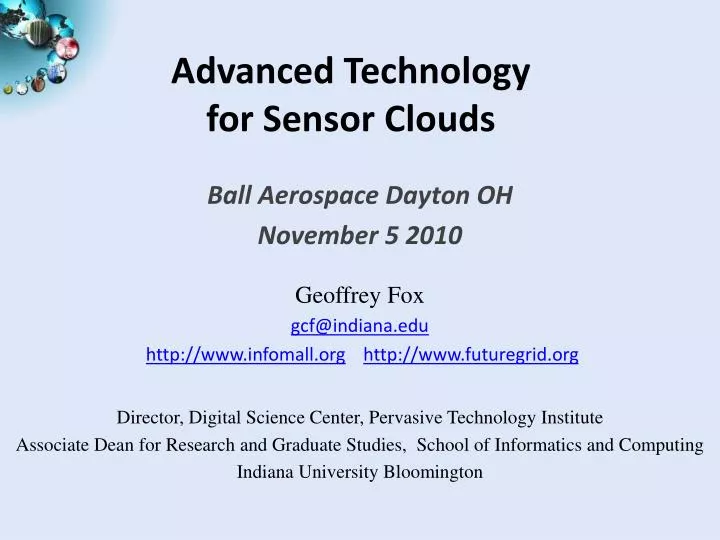 advanced technology for sensor clouds