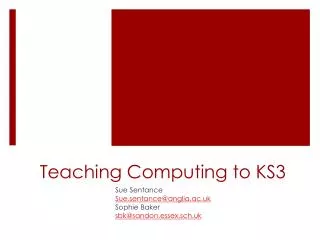Teaching Computing to KS3