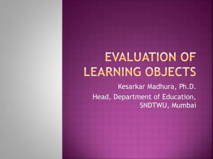 evaluation of learning objects