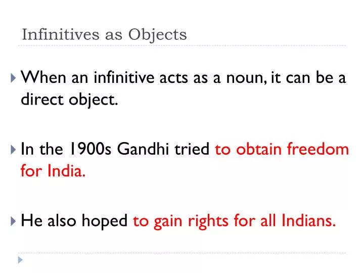 infinitives as objects