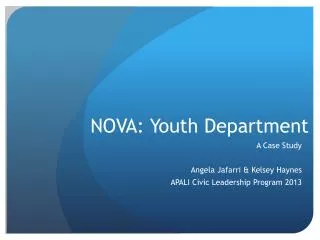 NOVA: Youth Department