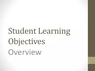 Student Learning Objectives