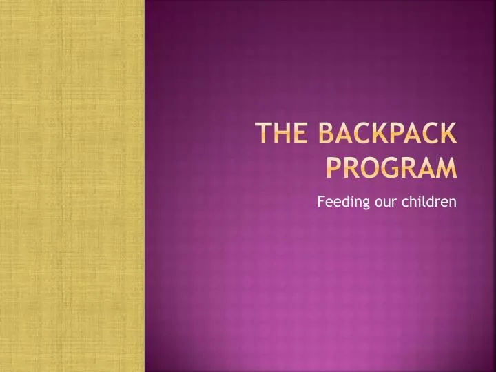 the backpack program