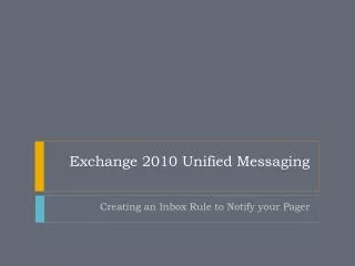 Exchange 2010 Unified Messaging