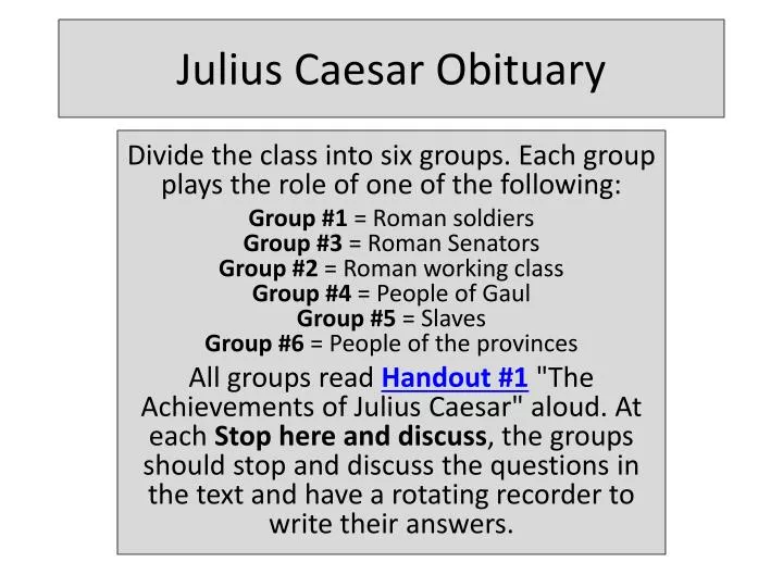 julius caesar obituary