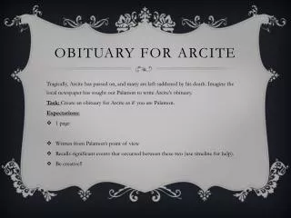 Obituary for Arcite