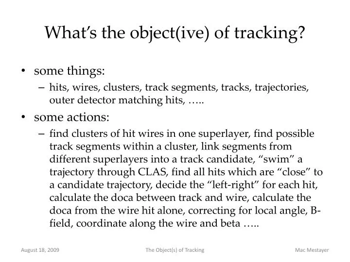 what s the object ive of tracking