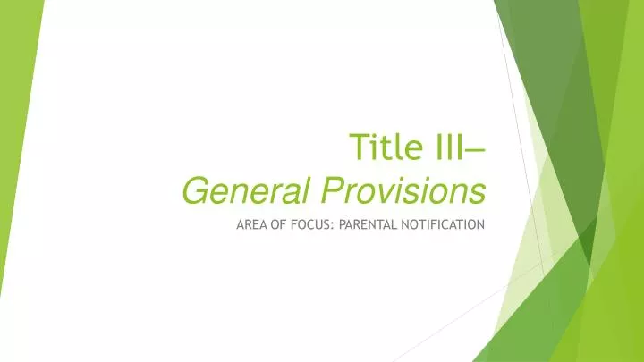 title iii general provisions