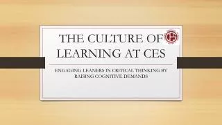 THE CULTURE OF LEARNING AT CES