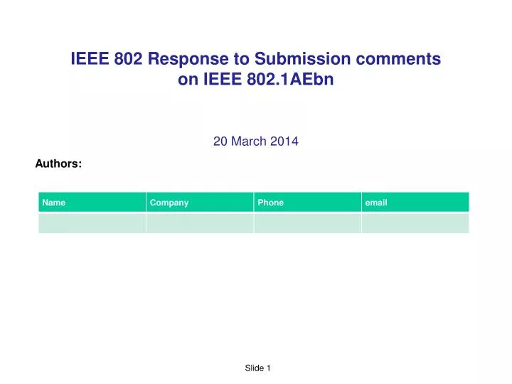 ieee 802 response to submission comments on ieee 802 1aebn