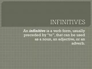 INFINITIVES