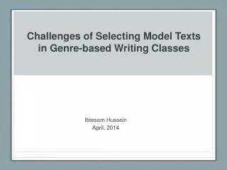 Challenges of Selecting Model Texts in Genre-based Writing Classes