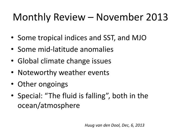 monthly review november 2013