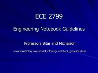 ECE 2799 Engineering Notebook Guidelines