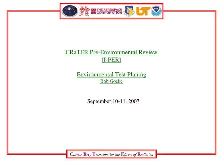 crater pre environmental review i per environmental test planing bob goeke