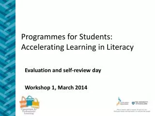 Programmes for Students: Accelerating Learning in Literacy