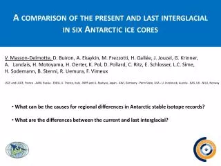 A comparison of the present and last interglacial in six Antarctic ice cores