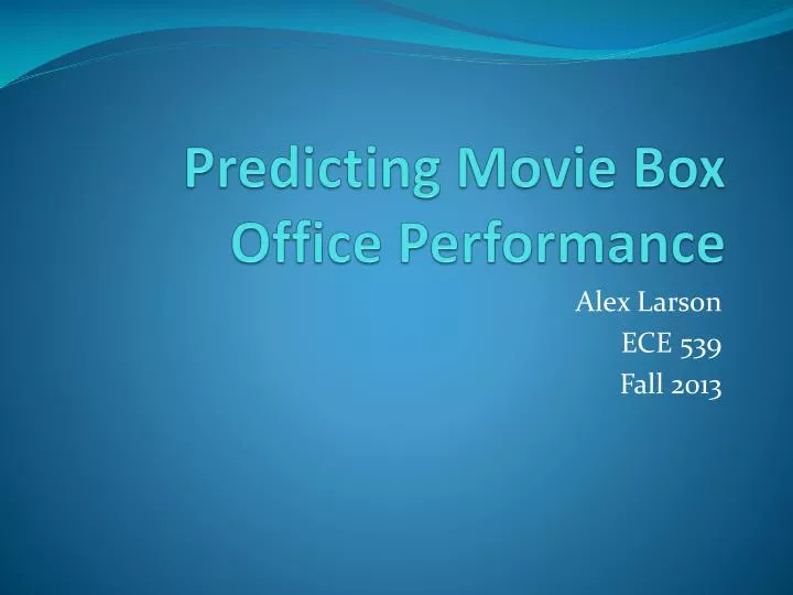 predicting movie box office performance