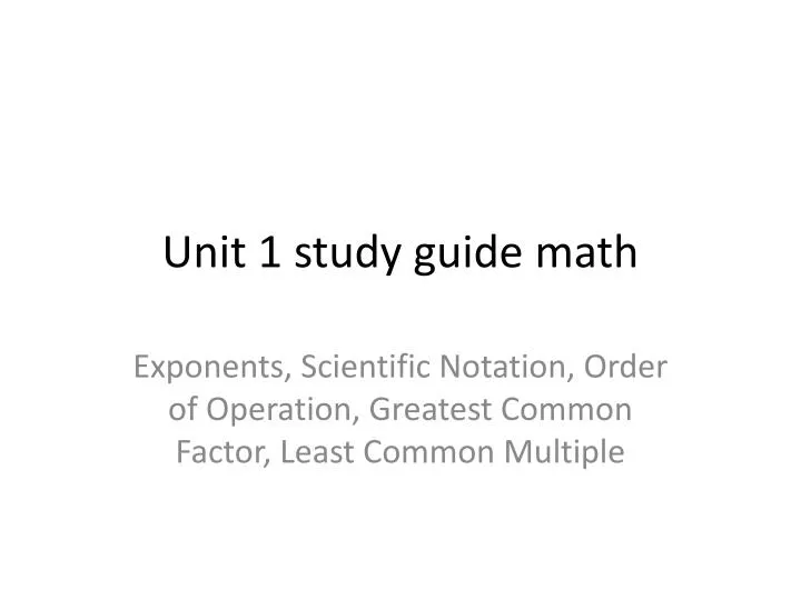 unit 1 study guide math