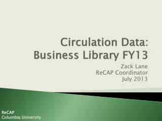 Circulation Data: Business Library FY13