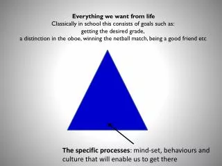 The specific processes : mind-set, behaviours and culture that will enable us to get there