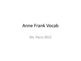 Anne Frank Vocab