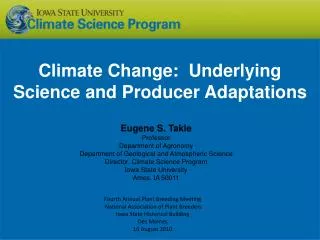 Climate Change: Underlying Science and Producer Adaptations
