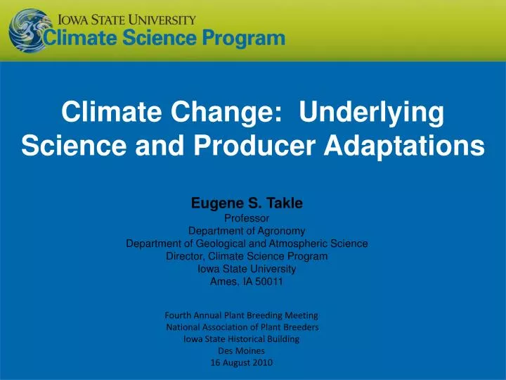climate change underlying science and producer adaptations
