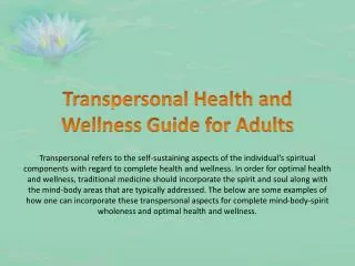 Transpersonal Health and Wellness Guide for Adults